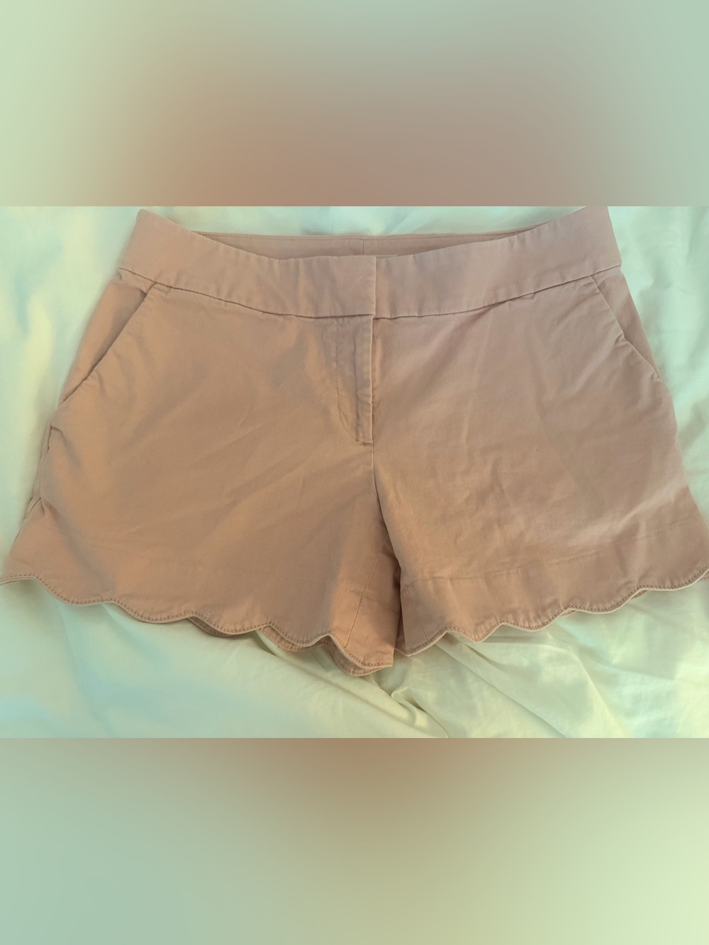 LOFT Buttercup Blush Scallop-Hem High Waist Shorts